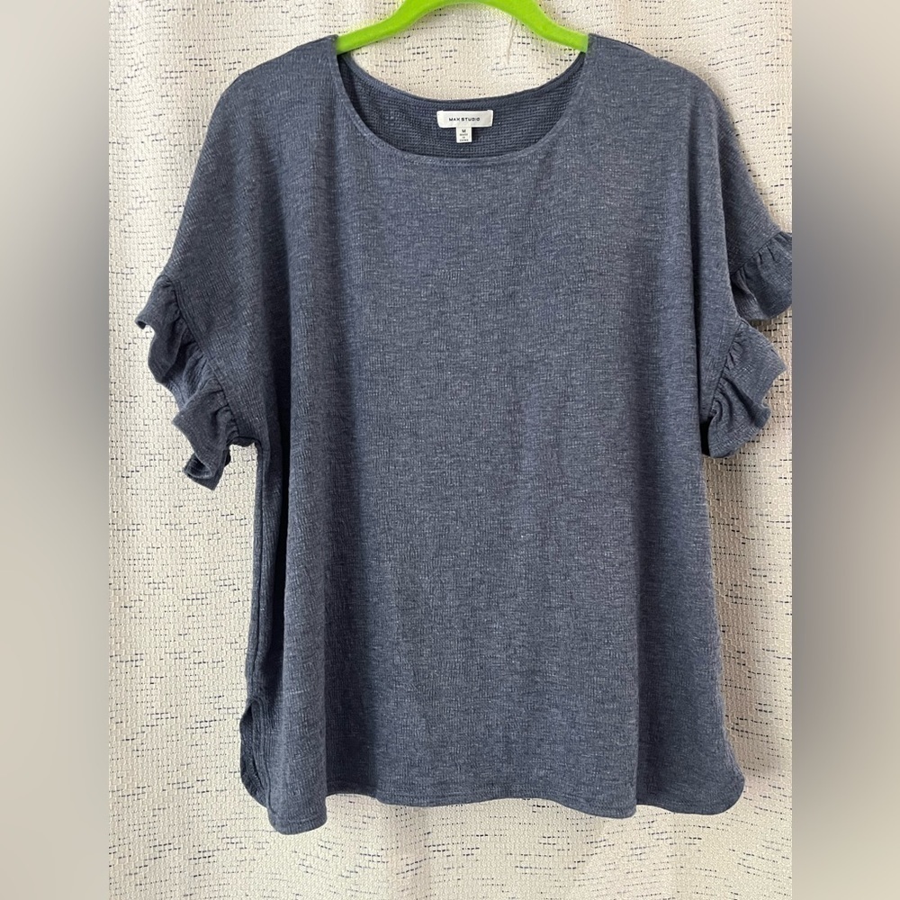 Max Studio Ruffle Sleeve Knit Top